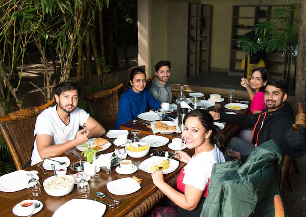 A lively dinner party with friends