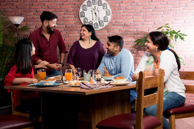 Group of people chatting happily